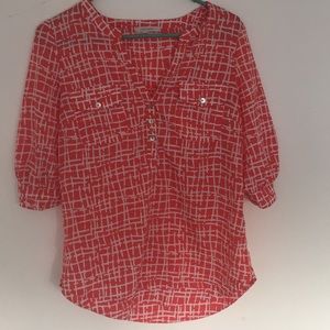 41 Hawthorne blouse pink white small